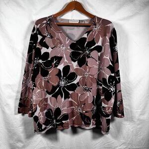 Alfred Dunner Floral Top Size 1X Cottagecore Floral Romantic